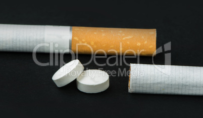cigarette, tobacco and pills