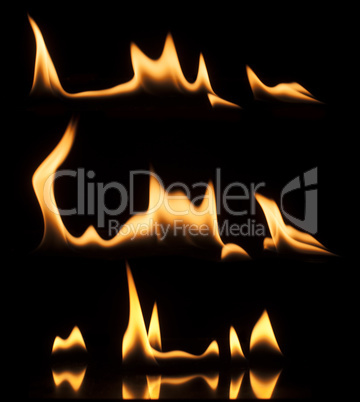 fire on a black background