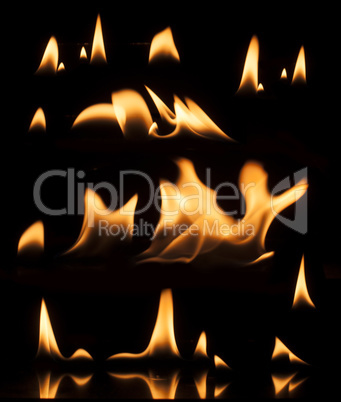 fire on a black background