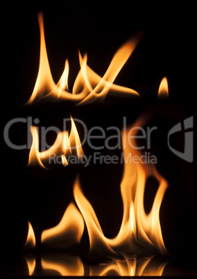 fire on a black background