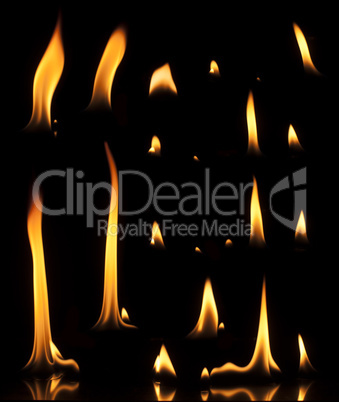 fire on a black background