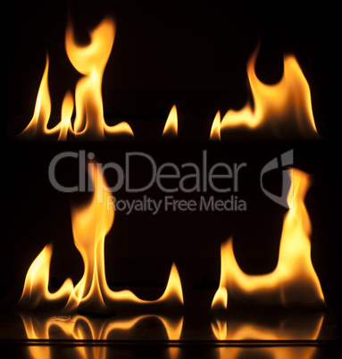 fire on a black background