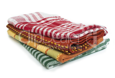 colorful kitchen towels white isolated