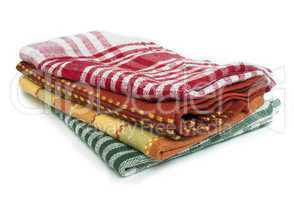 colorful kitchen towels white isolated