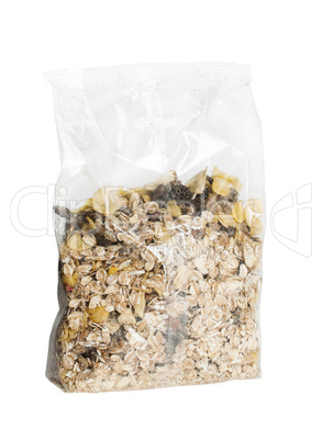 muesli breakfast in transparent package