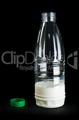 plastic transparent bottle with milk