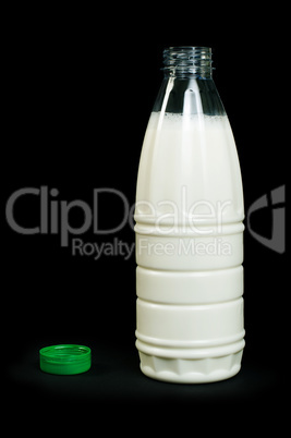 plastic transparent bottle with milk