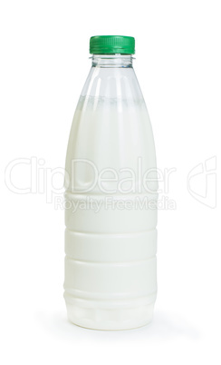 plastic transparent bottle with milk