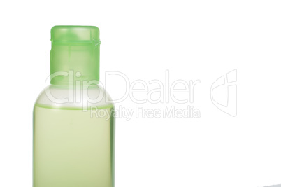 green transparent cosmetic bottle