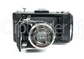 old vintage camera white isolated