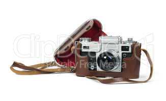 old vintage camera white isolated