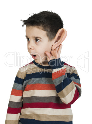child listening with ear