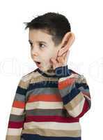 child listening with ear