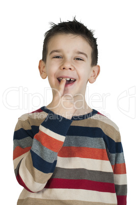 child shows his tooth