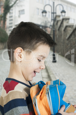 boy with schoolbag