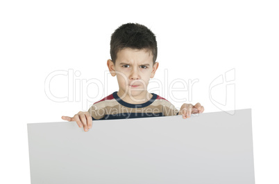 little boy holding a whiteboard