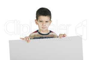 little boy holding a whiteboard