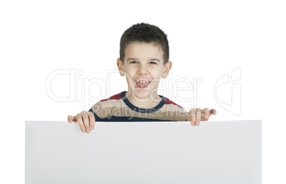 little boy holding a whiteboard