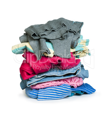 pile of clothes white isolated