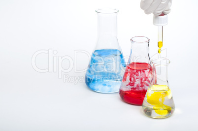 laboratory equipment and color chemicals