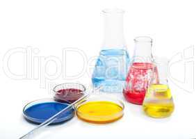 laboratory equipment and color chemicals