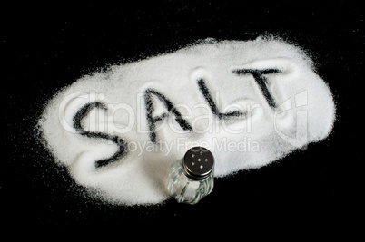 word salt on black background