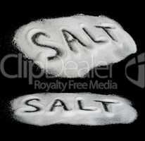 word salt on black background
