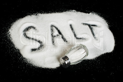 word salt on black background