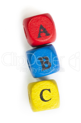 letters a b c on cubes