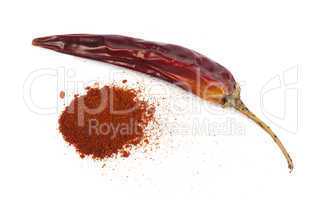 dried chillies and chilli white isolated