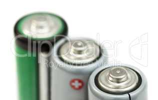 three batteries close up