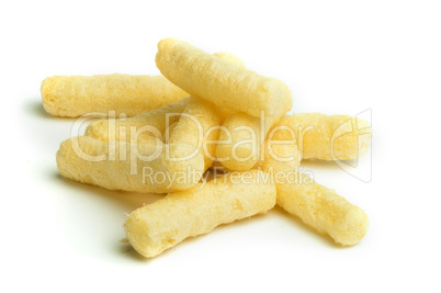 corn snacks white isolated