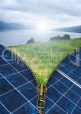 ecology conception with solar panels