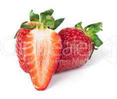 strawberries white isolated