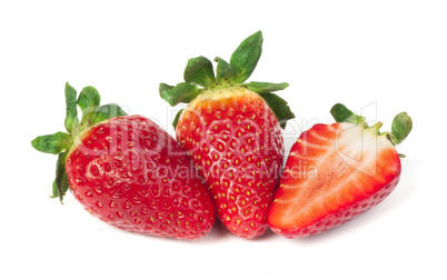 strawberries white isolated