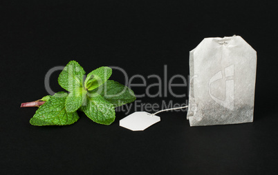 tea bag and fresh mint