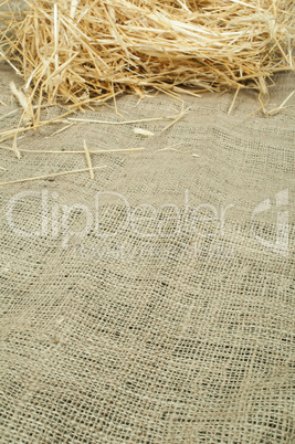 straw on burlap