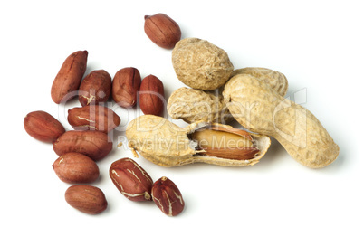 raw peanuts in shells and shelled peanuts