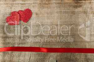 red ribbon tape and hearts