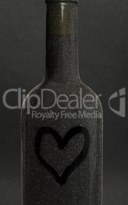 heart painted on a wine bottle