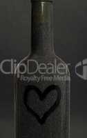 heart painted on a wine bottle