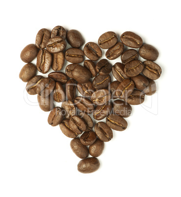 heart made ??of coffee beans