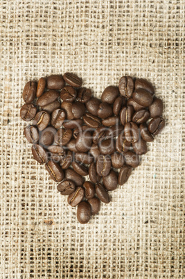 heart made ??of coffee beans