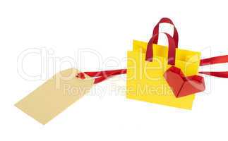 origami shopping bag and label