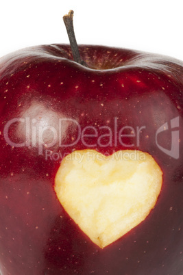 heart shape closeup carved in apple