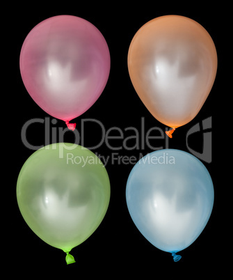 set of inflated balloons from different colors