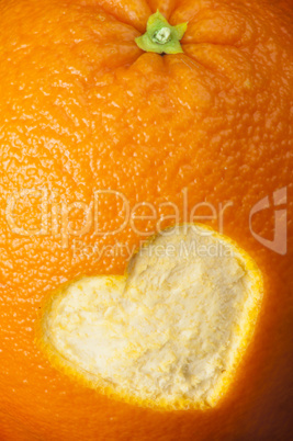 heart shape carved in orange peel