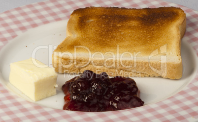 jam, butter and toast.