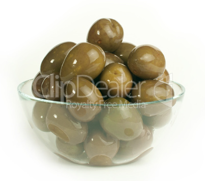 olives in glass bowl