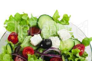 salad in a glass bowl close up